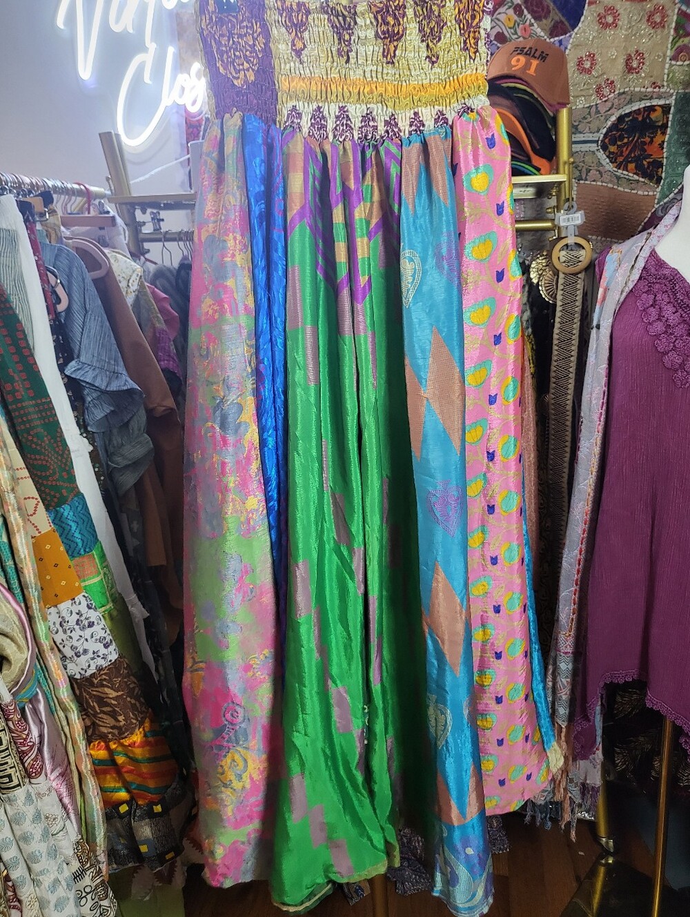 ✨️104 POL Boho Multicolor Maxi Skirt with Smocked Waist - Picture 5 of 5